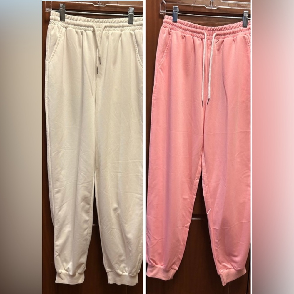 Unbranded White and Pink Jogger Pants Set Size M Good Condition🤍🩷